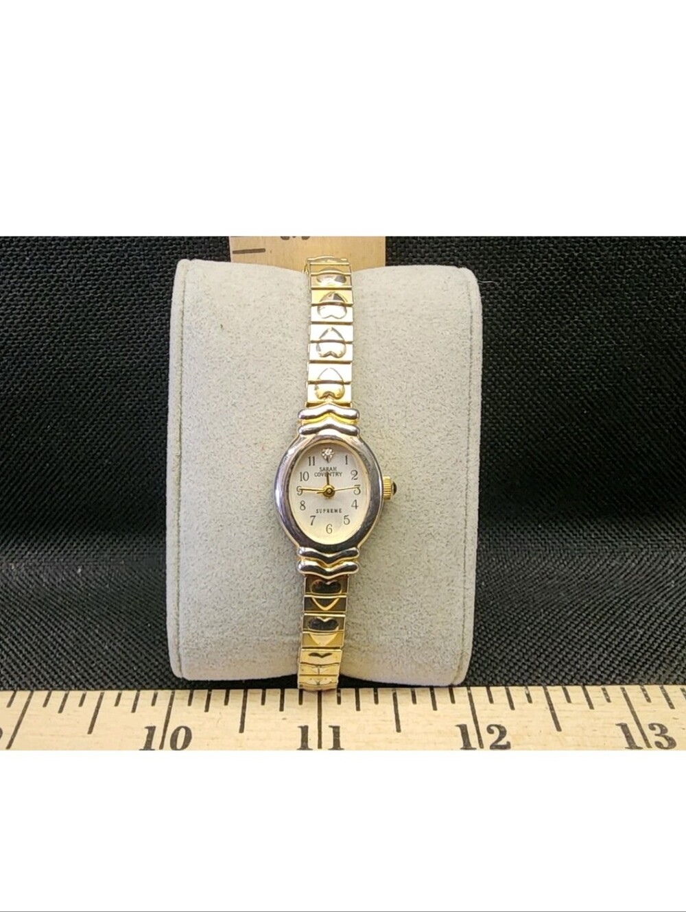 Vintage Sarah Coventry Supreme Women's Quartz Watch Works Silver Tone Band Used